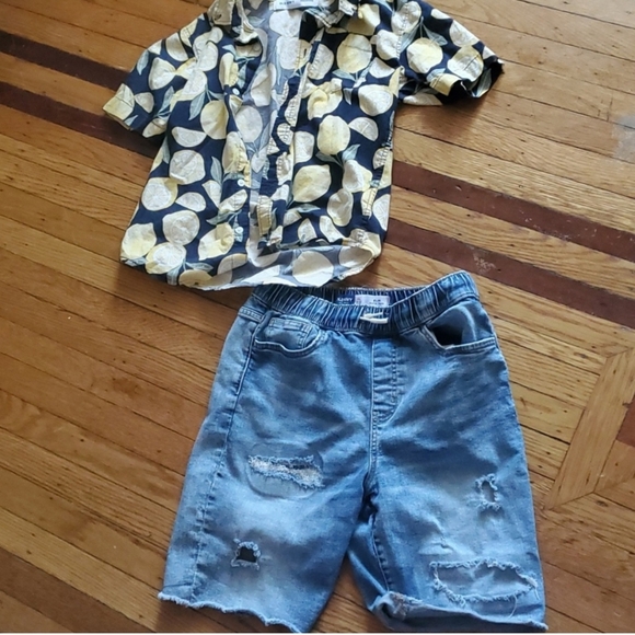 Old Navy Built-In-Flex boys short sleeve lemons button up shirt, size 10-12 - Picture 4 of 4